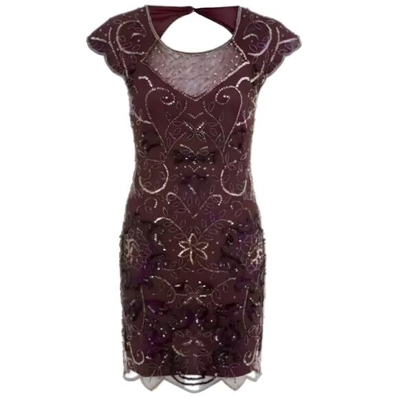 NEW Miss Selfridge Womens Party Evening Beaded Sequin Mini Dress Size 4 Purple‎ - Picture 1 of 11